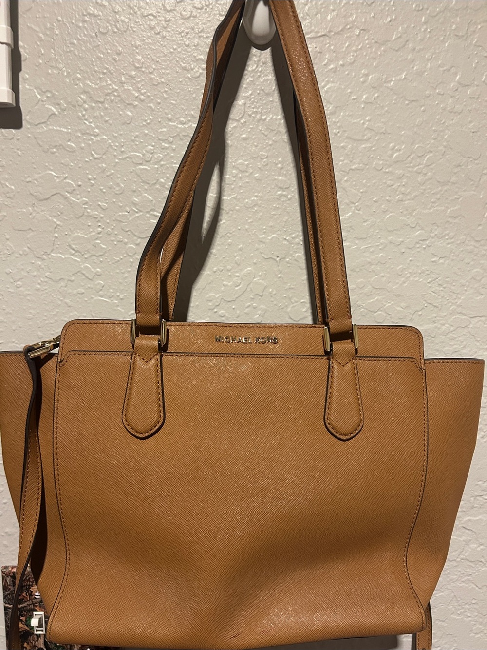 Michael Kors Cognac Leather Tote with Gold Hardware